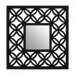 St Ervans Square Black Lattice Frame Wall Mirror