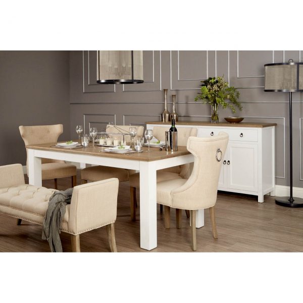 Harriet Oak Top / White Dining Table