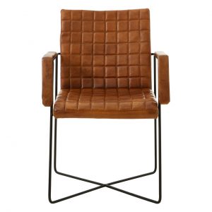 Gilston Brown Leather Weave Chair