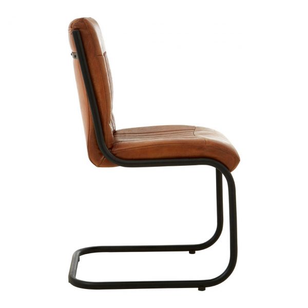 Gilston Light Brown Leather Channeled Chair