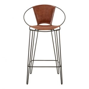Gilston Brown Leather Hairpin Legs Chair