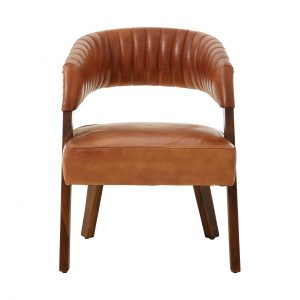 Gilston Light Brown Leather Wood Chair