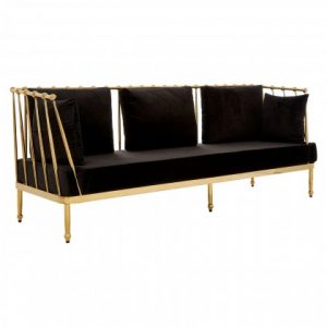 Marlborough 3 Seat Gold Finish Tapered Arms Sofa