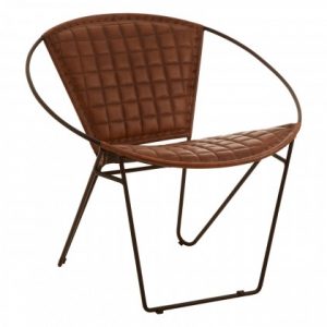 Gilston Brown Leather And Iron Rounded Chair