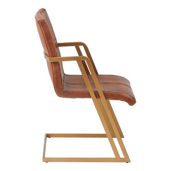 Gilston Tan Leather Chair With Iron Base
