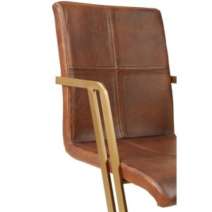 Gilston Tan Leather Chair With Iron Base