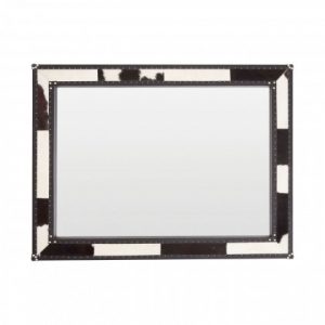Black/White Genuine Cowhide Wall Mirror