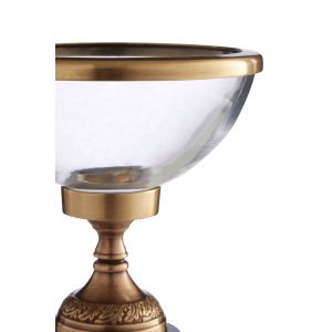 Antique Brass Glass Bowl With Marble Base