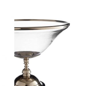 Beauchamp Glass Bowl With Nickel Finish And Wood Base