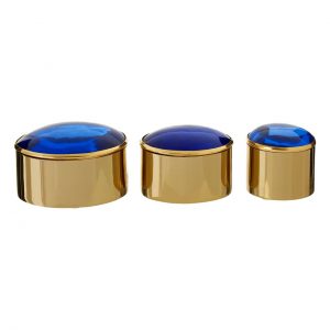 Beatrice Set Of 3 Trinket Boxes With Blue Lids