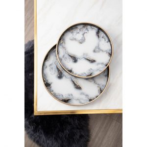 South Bolton Set Of 2 Marble Effect Serving Trays