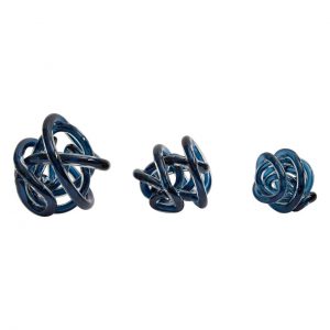 Doyley Set Of 3 Blue Glass Decor Ornaments
