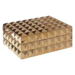 Petyt Gold Finish Pyramid Stud Trinket Box