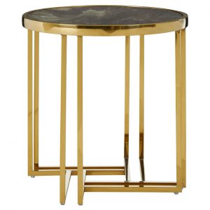 Adela Round Side Table With Marble Effect Top