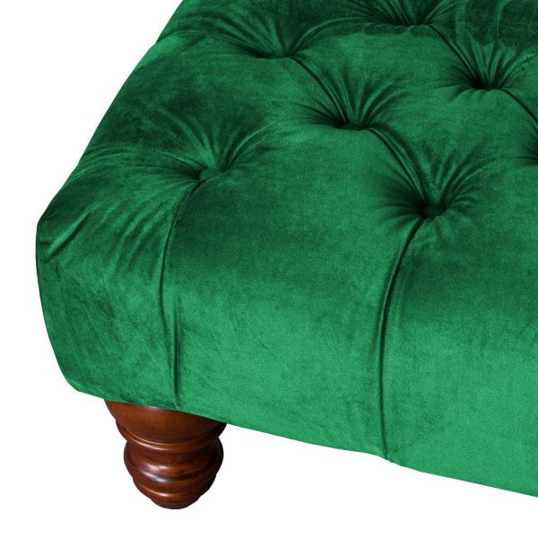 Emerald Velvet Tufted Rectangle Ottoman